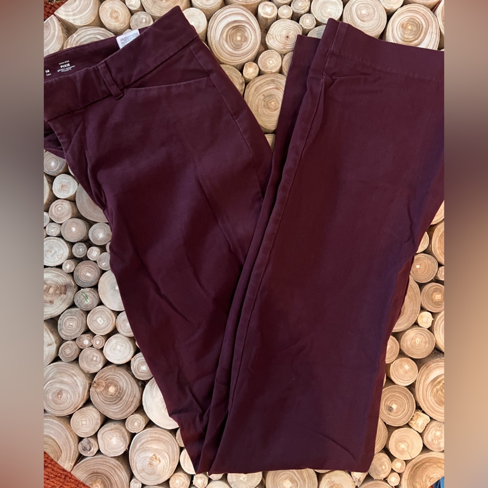 High Rise Burgundy Pixie Flare Pants
